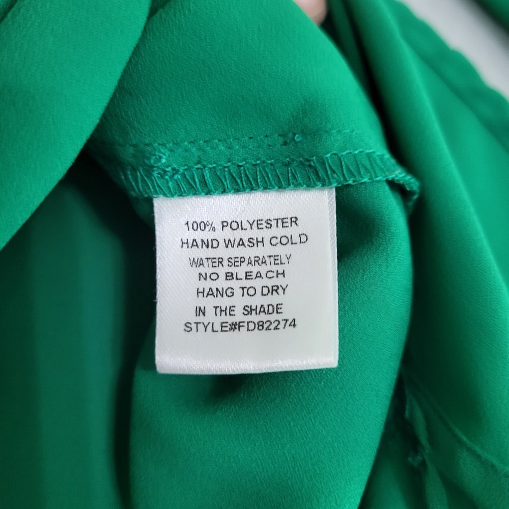 41 Hawthorne Green Roll Tab Sleeve Sheer Lightweight Blouse Shirt Women's - Picture 10 of 13